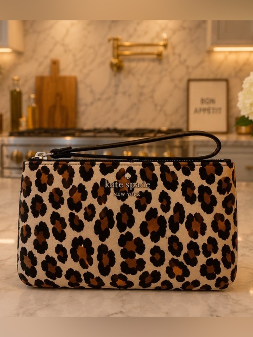 Kate Spade Staci Spotted Animal Medium L-Zip Wristlet